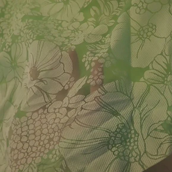 LIKE NEW VTG 1960s Handmade Mod Bright Green Go-go Floral Print Mini Dress - Picture 5 of 17